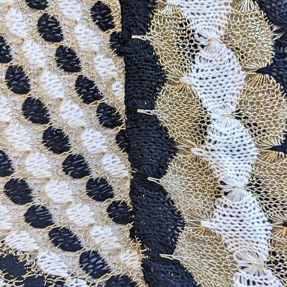 Vintage 90s MONA LEAH COUTURE Metallic Open Knit Semi-Sheer Cardigan Size XL - Picture 2 of 7